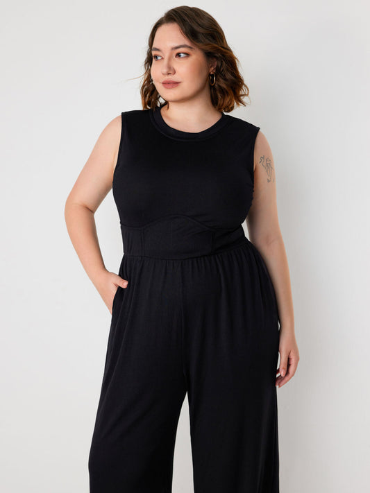 Brooklyn - Effen mouwloze jumpsuit