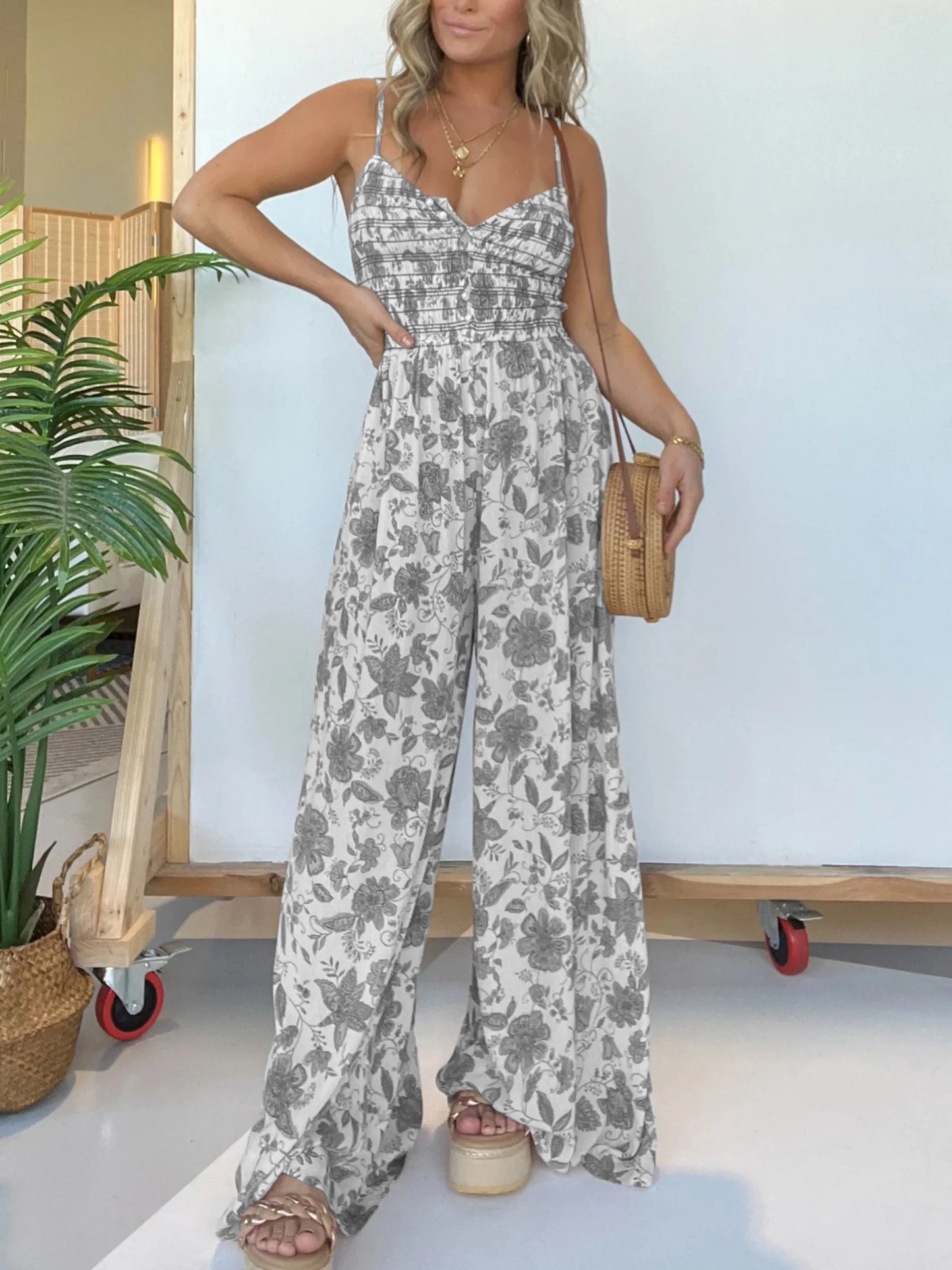 Damaris | Dames Zomers bloemen-Hemd-jumpsuit